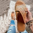 thumbnail image 2 of Penkiiy Women's Slide Sandal Denim Crossover Flat Slippers 40 Brown, 2 of 5