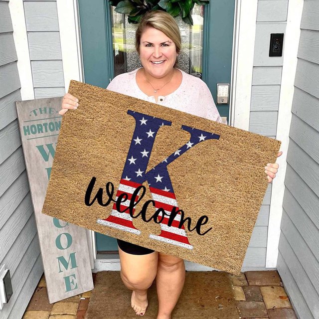 TopLLC Bathroom Rugs 4th Of July Door Mat Patriotic Doormat Entryway Rug Welcome Independence Day Doormat Stain And Fad Patriotic Decor Welcome Outdoor Mat A map