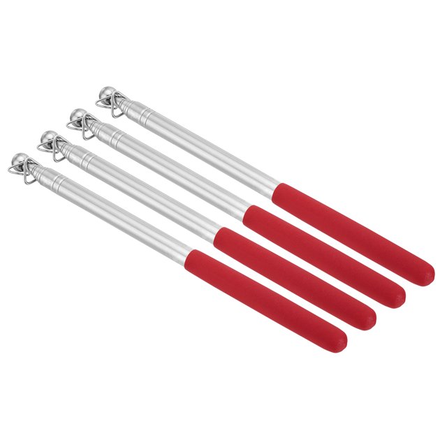 Unique Bargains 1.2M/4ft Telescopic Handheld Flagpoles, 4Pcs Teachers Pointer Stick Red