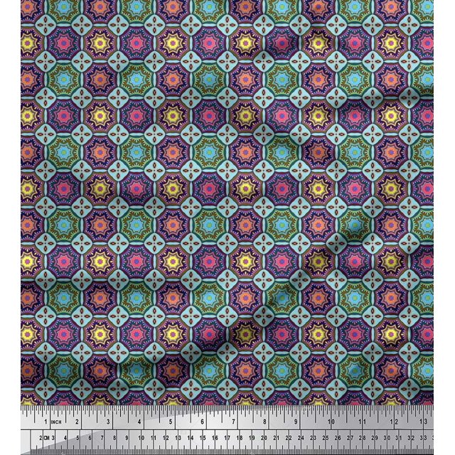 Soimoi Toile de Coton Imprimé Mandala Floral par Yard 56 Pouces de Large