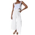 thumbnail image 1 of B91xZ Pantalon de Jogging pour Femmes, Ample, Droit, Jambe Grand, avec Poches, Mode Urbaine, Blanc TTG, 1 of 5