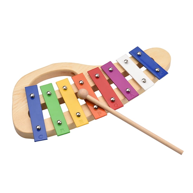 Amdohai Wood Pine Xylophone 8-Note Glockenspiel 3mm Colorful Aluminum Plate