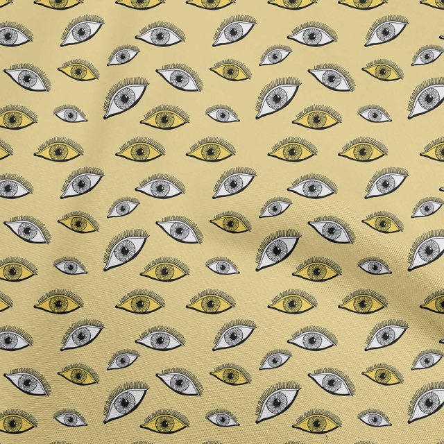 oneOone Silk Tabby Beige Fabric Eye Print Sewing Craft Projects Fabric Prints By Yard 42 Inch Wide