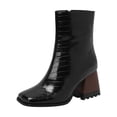 thumbnail image 2 of Cameland Large Women's Punk High Heel Rectangle Toe Thick Heel Zipper Contrast Mart Short Boots, 2 of 4