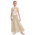 thumbnail image 1 of Moggemol Robe de Danse Sans Manches pour Filles Robe de Danse Contemporaine Fendue Longue Jupe Jaune 14, 1 of 4