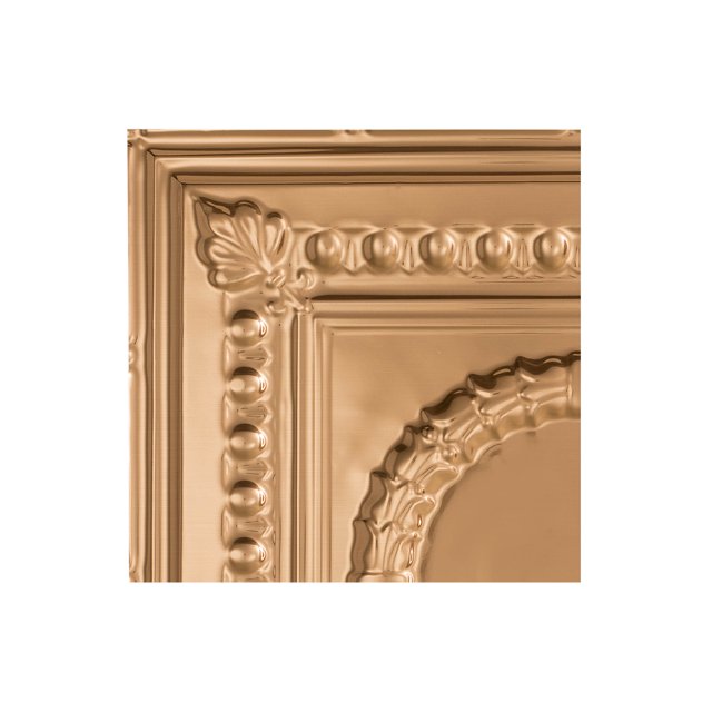Fasade 12" x 12" Sample Ceiling Tile Polished Copper Rosette Design Glue Up Installation