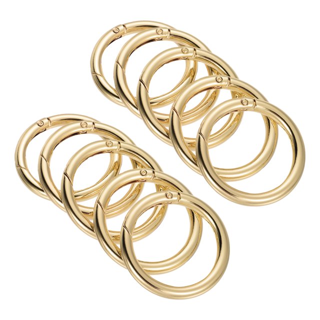 Unique Bargains Light Gold Zinc Alloy Spring Gate O Ring Snap Clip Buckle 10 Pack