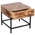 thumbnail image 3 of Industrial Chic Solid Wood & Wrought Iron Accent Table in Natural Burnt, 3 of 7