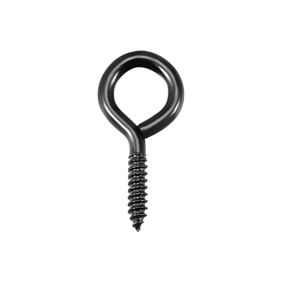 Unique Bargains 1.4' Screw Eye Hooks Self Tapping Screws Screw-in Hanger Eye-Shape Ring Hooks Black 16 pcs