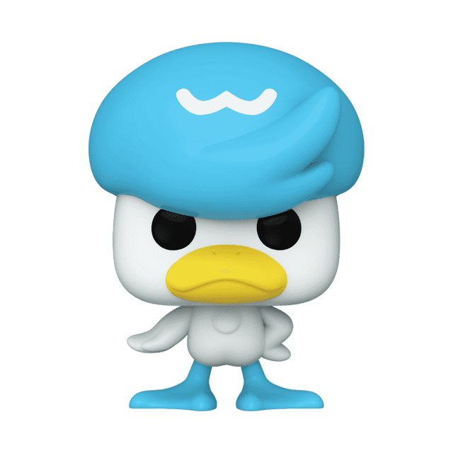 Fonku POP Games : Pokemon - Quaxly Figurine en Vinyle Montrant un Personnage de Canard Stylisé Orienté vers l'Avant avec une Grande Touffe de Cheveux Bleue Mettant en Vedette un Symbole de Vague Blanche, des Yeux Noirs, un Bec Jaune, un Corps Blanc et des Pieds Bleus. la Figurine Mesure Plus de Trois Pouces de Hauteur avec une Aile Allongée et l'Autre sur la Hanche. Convient aux 3 Ans et Plus, Cette Figurine Officielle Funko de Collection Est Idéale pour l'Exposition par Pokemon et les fans de Jeux.
