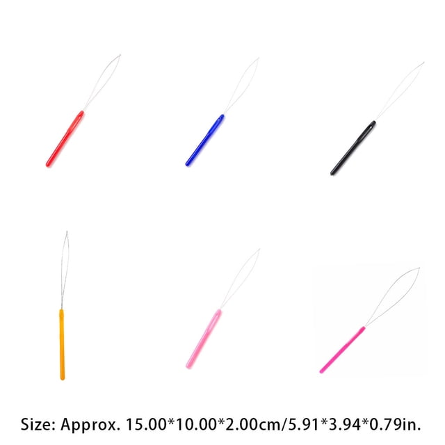 Outil Professionnel de Bouclage de Perles Manche en Plastique Enfileur de Rallonge Tricot Tressage Cheveux Perruque Couture Réparation Rose Rouge