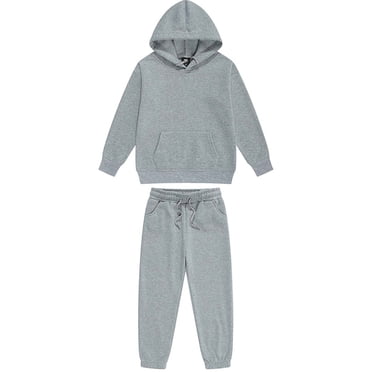 FAIWAD Kids 2 Piece Outfits Boys Girls Long Sleeve Solid Color Pullover Hooded Sweatshirt and Jogger Set Tracksuit