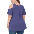 thumbnail image 3 of CHUANK Women‘s Plus Size Cold Shoulder Tunic Top Summer Short Sleeve Blouse, 3 of 7
