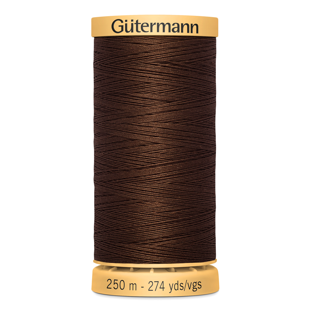 GÜTERMANN Cotton 50wt Thread, 250 m (273.4 yd), Black, Strong & Lustrous for Sewing