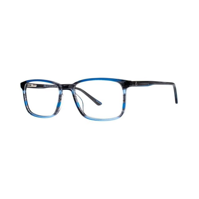 Flat Earth FE264 Monture de Lunettes Bleu/gris pour Garçons, Présentant une Forme Rectangulaire Entièrement Modifiée en Acétate avec des Détails de Cristal Corne Bleu et Gris à l'Avant et des Charnières à Ressort pour le Confort, Montrée Orientée vers l'Avant sur un Fond Blanc, Idéale pour le Soin des Yeux des Enfants.