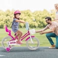 thumbnail image 4 of Costway Vélo pour Enfants 16 Pouces avec Panier, Siège pour Poupée, Rubans Colorés, Roues Stabilisatrices, Rose, 4 of 10