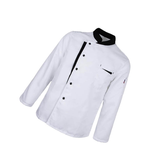 facefd Veste de Chef à Manches Longues Manteau d'Hôtel Serveurs Uniforme de Cuisine Hauts Blanc 3TG