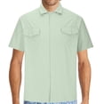 thumbnail image 1 of cfhntfmh Short Sleeve Shirts for Men Button down Summer Casual Collared V Neck Tops Solid Color Beach Blouses, 1 of 5