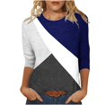 thumbnail image 2 of TIMIFIS T-Shirts Décontractés pour Femmes Manches 3/4 à Blocs de Couleur Hauts Mignons Blouses Confortables Automne, 2 of 4