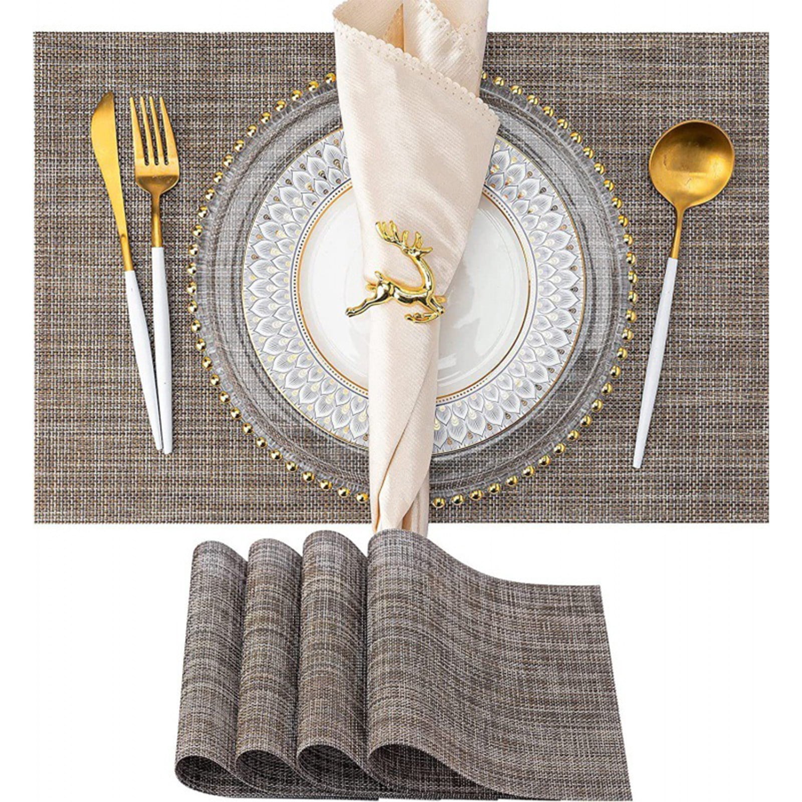 Eaving Machine Placemats Set of 4, Staron 2026 Heat-Resistant Washable Table Mats, Non ...