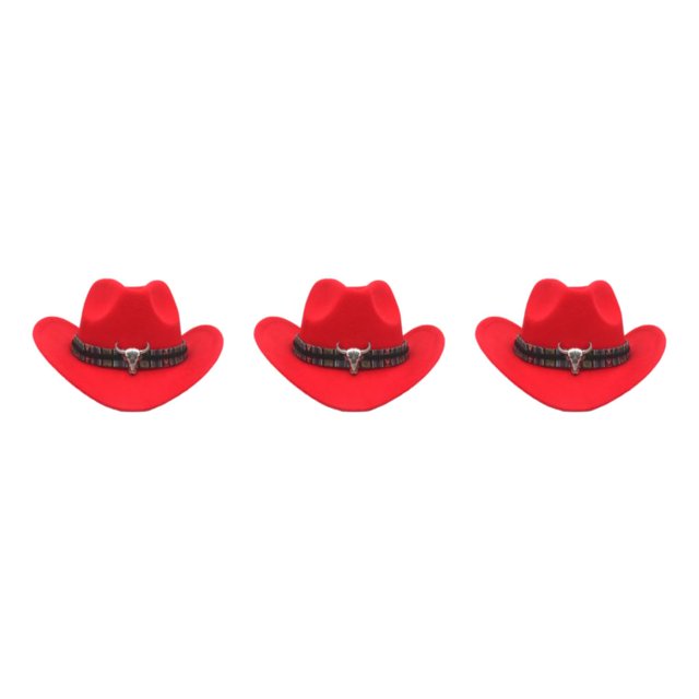 Decodeary Chapeau de Cowboy Western Outback à Canaux Intérieur Chapeau de Cowboy Classique à Grand Bord Offre Rouge Ensemble de 3
