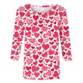 thumbnail image 4 of Penkiiy Chemises de la Saint-Valentin pour Femmes Manches 3/4 Col Rond Blouses Décontractées Imprimé Mignon Tuniques Tops 2025 L Multicolore, 4 of 5