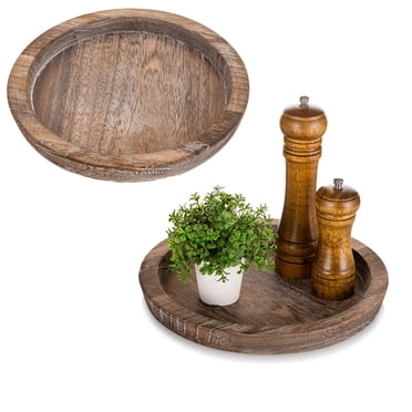 Versatile Circular Design Multipurpose Decorative Tray, Handcrafted Distressed Finish For A Timeless Farmhouse Feel