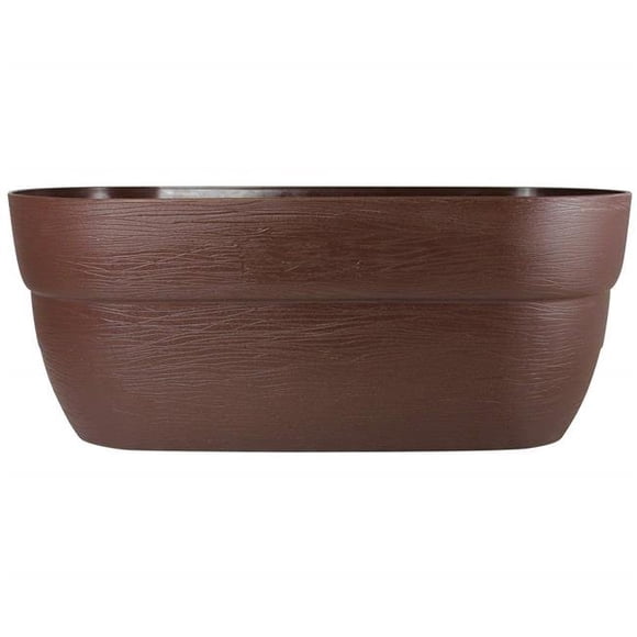 Bloomers 2435-1 24 in. Self-Watering Rail Planter Grow Box &Weatherproof Resin Planter Up to 6 in. Railings - Brown fl.oz