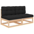 thumbnail image 1 of vidaXL Garden Middle Sofas with Cushions 2 pcs Solid Wood Pine, 1 of 5
