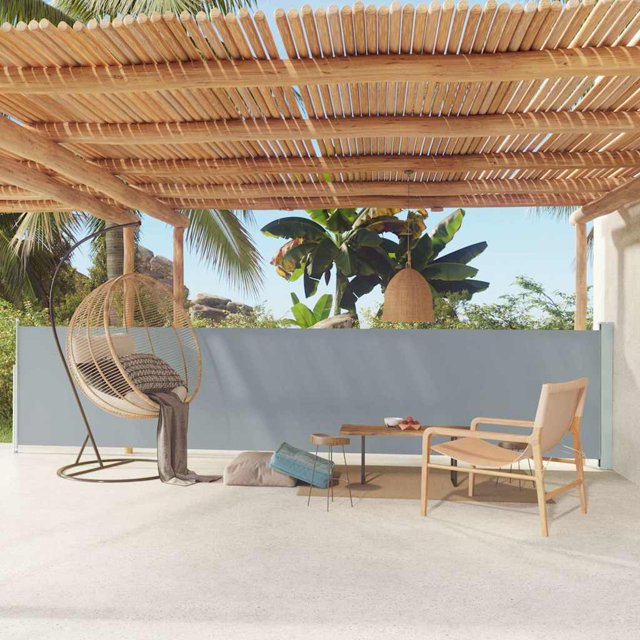 vidaXL Auvent Latéral Rétractable pour Patio 117x600 cm Gris