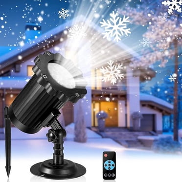 Projecteurs à DEL Flocon de Neige de Noël, Projection Rotative de Chute de Neige avec Télécommande, Projecteur de Chute de Neige Intérieur Extérieur Étanche, Lampe Projecteur de Chute de Neige Blanche pour Fête d'Halloween et de Noël