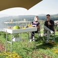 thumbnail image 2 of Outsunny 2-Tier Folding Ice Table with Drain, Outdoor Cooler Table, White, 2 of 10