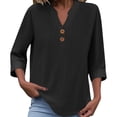 thumbnail image 1 of Swstbby Liquidation d'Économies d'Été! Hauts d'Été pour Femmes, pour Femmes T-Shirt Blouse d'Été Ample à Manches Courtes et Col Rond Décontracté Noir TG, 1 of 5