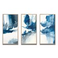 thumbnail image 2 of Designart "Solitary Majesty in Imperial Blue Splendor I" Abstract Liquid Ink Framed Wall Art Set Of 3 - Blue Modern Frame Canvas Set For Living Room Decor, 2 of 6