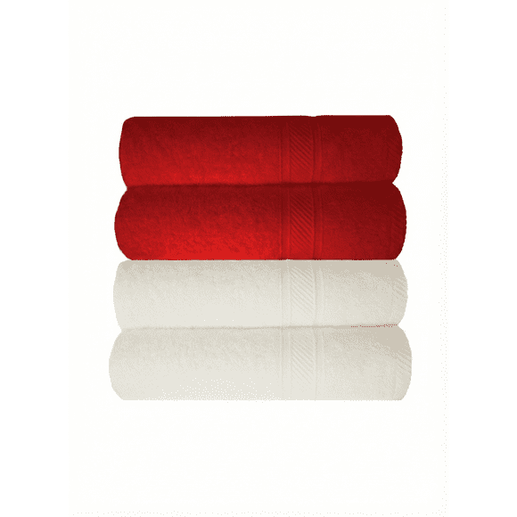 100% Cotton Plush Towel Set – 4-Piece, 500 GSM, Ultra Soft & Absorbent, Crimson (4 Bath Towels 70x140 cm)