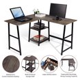thumbnail image 4 of Homycasa L-Shaped Corner Computer Desk Home Office with Open Shelf, Vintage Brown, 4 of 9