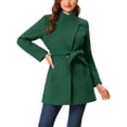 thumbnail image 1 of INSPIRE CHIC Manteau Long Classique pour Femme à Col Montant, Manches Longues, d'Hiver, Ceinturé, S Vert, 1 of 7