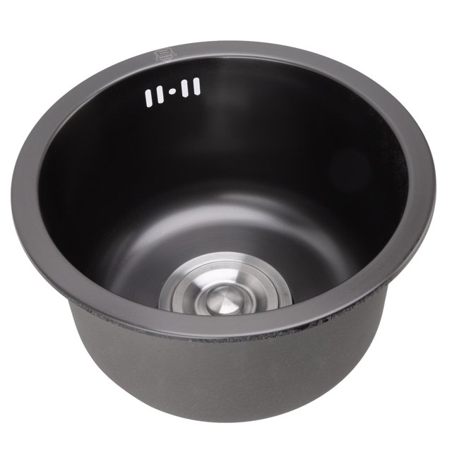 Small Bar Sink, Stainless Steel Round Kitchen Sink with Drain Accessories, 11.73inch Single Bowl Sink, Single RV Kitchen Sink, Small Sinks for Kitchen, RV Sink, Black