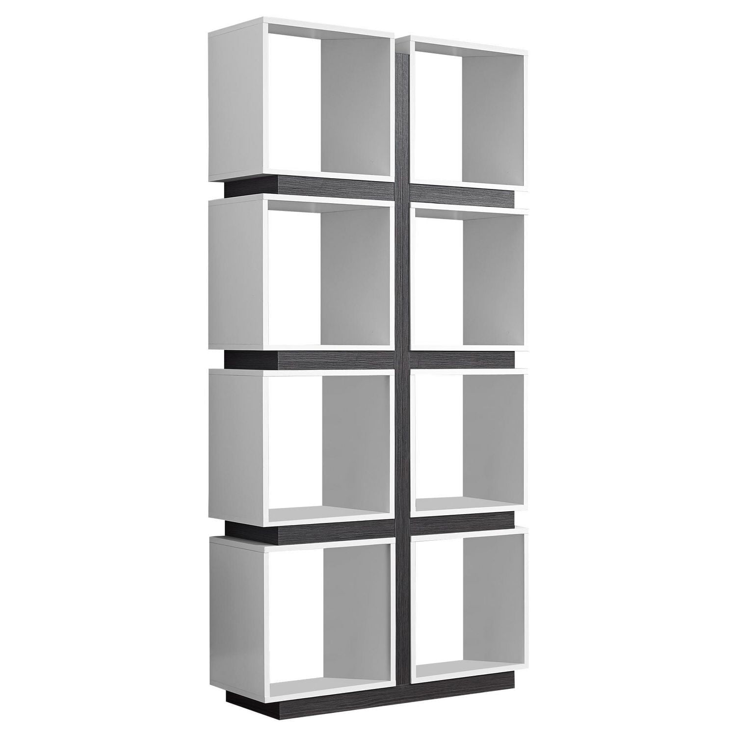 Monarch Specialties Étagère À Livres, Étagère, Étagère, 5 Niveaux, 71"h, Bureau, Chambre À Coucher, Stratifié, Blanc, Gris, Contemporain, Moderne