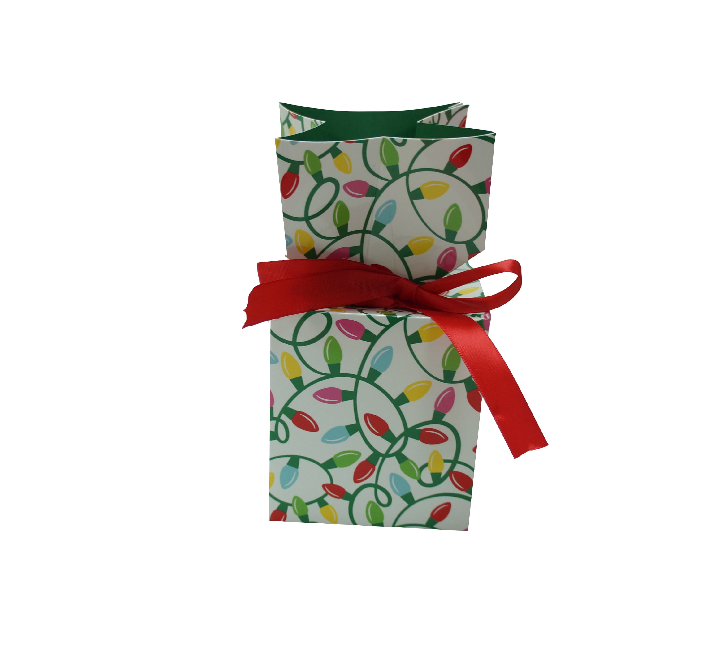 Color Bulb Ribbon Gift Box,3.54 in x 3.54 in x 7.1 in,by Holiday Time ...