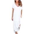 thumbnail image 2 of SMihono Robe Maxi Bohème d'Été pour Femmes Grande Taille Femmes Manches Courtes Décontractées Col Rond Couleur Unie Robe Droite Longueur au Sol Robe de Plage, 2 of 6