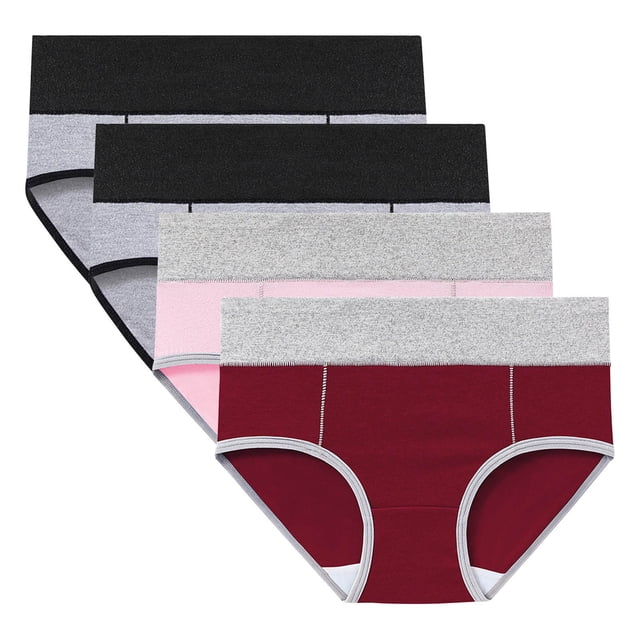 Women's High Absorbency Period Cotton Underwear Heavy Flow Leakproof Panties Reusable Postpartum Panties(Plus Size 4 Pack)