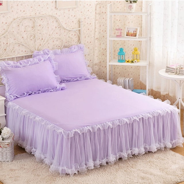kurtrusly Elegant Princesses Bed Skirt Durable And Beautiful For Anywhere Easy To Clean Ruffled Bed Skirt purple