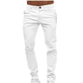 thumbnail image 2 of LOVZFMLL Men's Pants Fashion Men's Casual Button Open Straight Solid Color Trousers Pants, 2 of 5