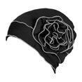 thumbnail image 1 of TISHITA For Ladies Solid Elastic Flower Hat Turban Chemo Cancer Hair Loss Cap Head Wrap black, 1 of 8