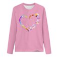 thumbnail image 3 of Jsaierl Hauts de la Saint-Valentin pour Femmes Tendance Coloré Patte de Chien Cœur Graphique T-Shirts Décontractés Col Rond Manches Longues, 3 of 3