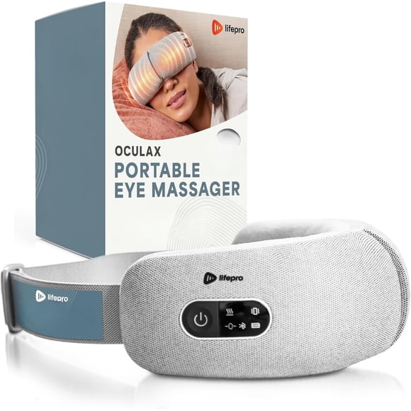 LifePro FSA/HSA Eligible Eye Massager with Heat & Vibration – Heated Eye Mask for Migraines, Puffy Eyes & Dry Eyes, Cordless Eye Massager with Bluetooth Music - Gray