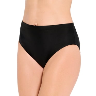 Krista Bas de bikini noir à couverture complète pour femme, bas de bain taille haute