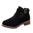 thumbnail image 1 of Wensltd Ankle Boots for Women Wide With Round Toe Short Booties with Side Zipper Fall Winter Suede Boots, 1 of 8