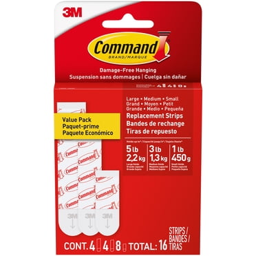 Lot économique de languettes de rechange Command, blanc (8 petites, 4 moyennes et 4 grandes)
